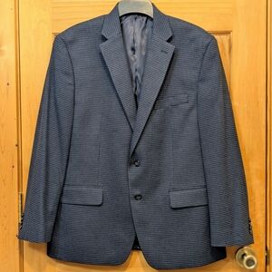 NWOT MICHAEL KORS Mens Sport Coat Jacket Blazer Houndstooth Blue Black 44 Short